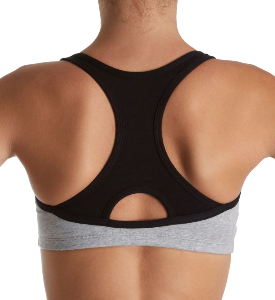 Fruit of the Loom Women's Front Close Racerback Sport Bra, 2-Pack White  with Grey/Black with Grey 46