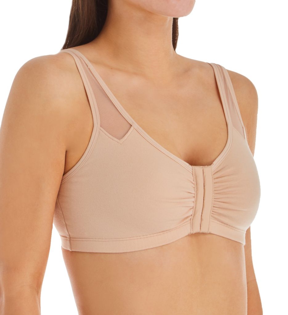 Fruit Of The Loom Women's Comfort Cotton Blend Front Close Sports Bra in Beige | Size 42 | HerRoom.com