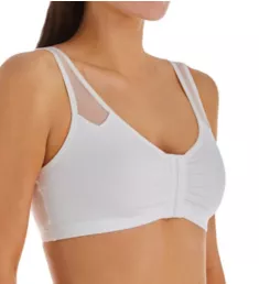 Comfort Cotton Blend Front Close Sports Bra White 34