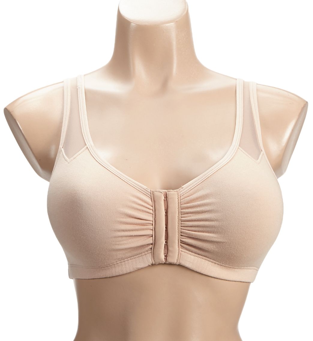 Fruit Of The Loom Comfort Cotton Blend Front Close Sports Bra Sand 46  - Image 1