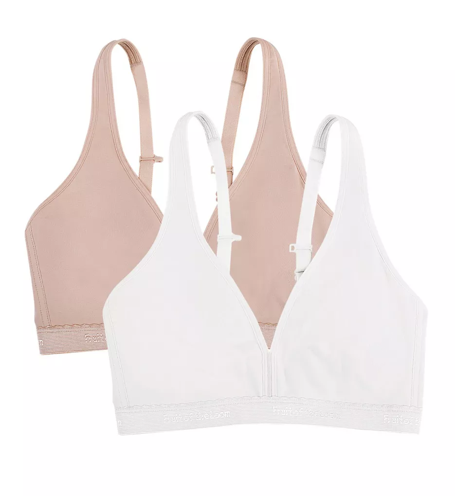 Lightly Lined Wirefree Bra - 2 Pack White/Sand 34DD