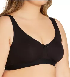 Beyond Soft Wireless Plus Size Cotton Bra Black Hue 38C