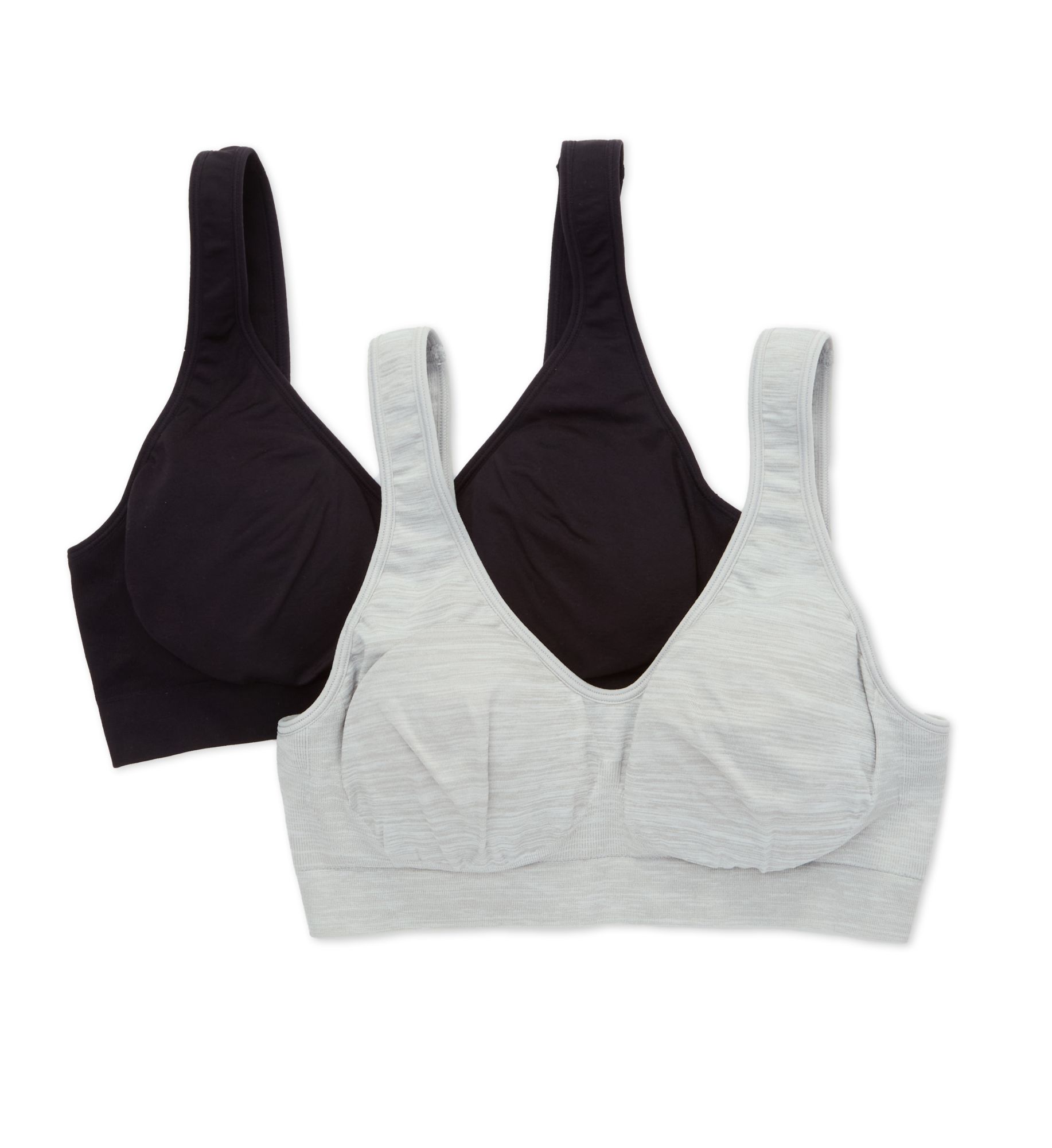 Fruit Of The Loom Women's Fresh Built Up Seamless Bra - 2 Pack in Black Hue/Grey Heather | Size: 3X | HerRoom.com
