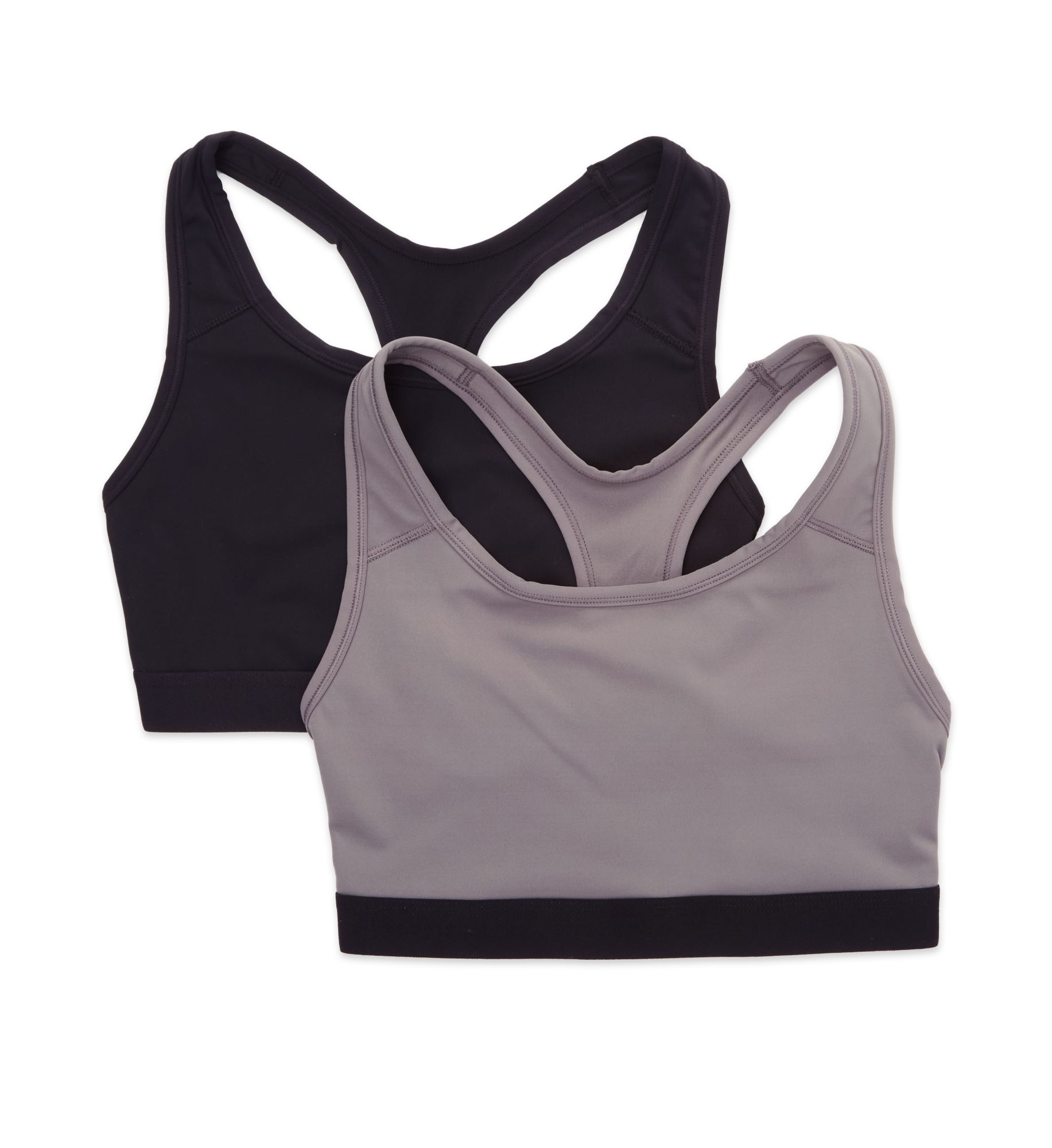 Fruit Of The Loom Women's Fresh Medium Impact Sports Bra - 2 Pack in Black Hue/Charcoal | Size: 3X | HerRoom.com