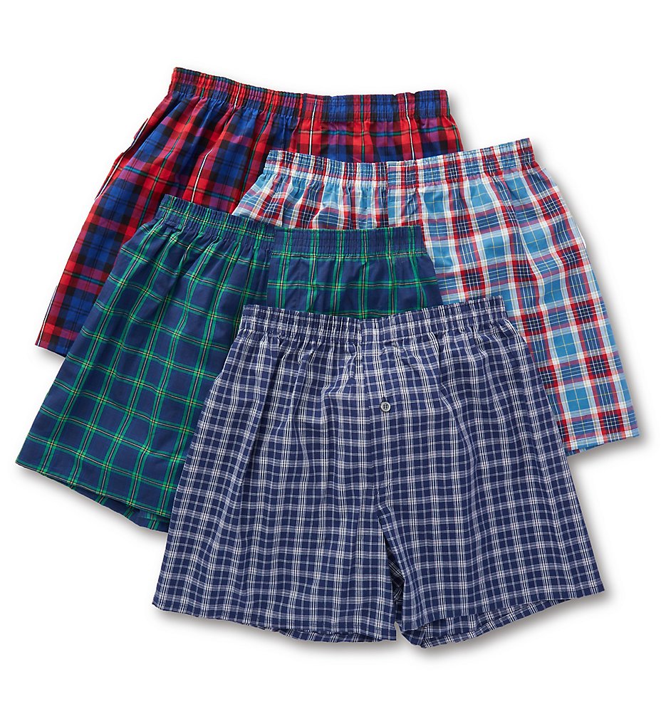 Fruit Of The Loom JC4P591 Premium Tartan Woven Boxers - 4 Pack (Assorted)
