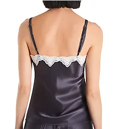 Silk Camisole with Pintucks and Lace Smoke S