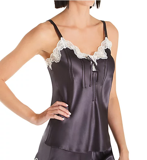 GINIA Silk Camisole with Pintucks and Lace 7000