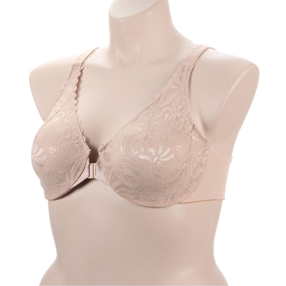 Glamorise Womens Wonderwire Front-closure Stretch Lace Underwire Bra 9245  Café 34dd : Target