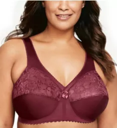 Magic Lift Full Figure Wireless Support Bra Burgundy 36B