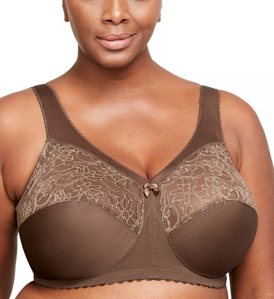 Women's Bra Full Coverage Jacquard Non Padded Lace Sheer Underwire Plus  Size Bra (Color : White, Size : 42F)