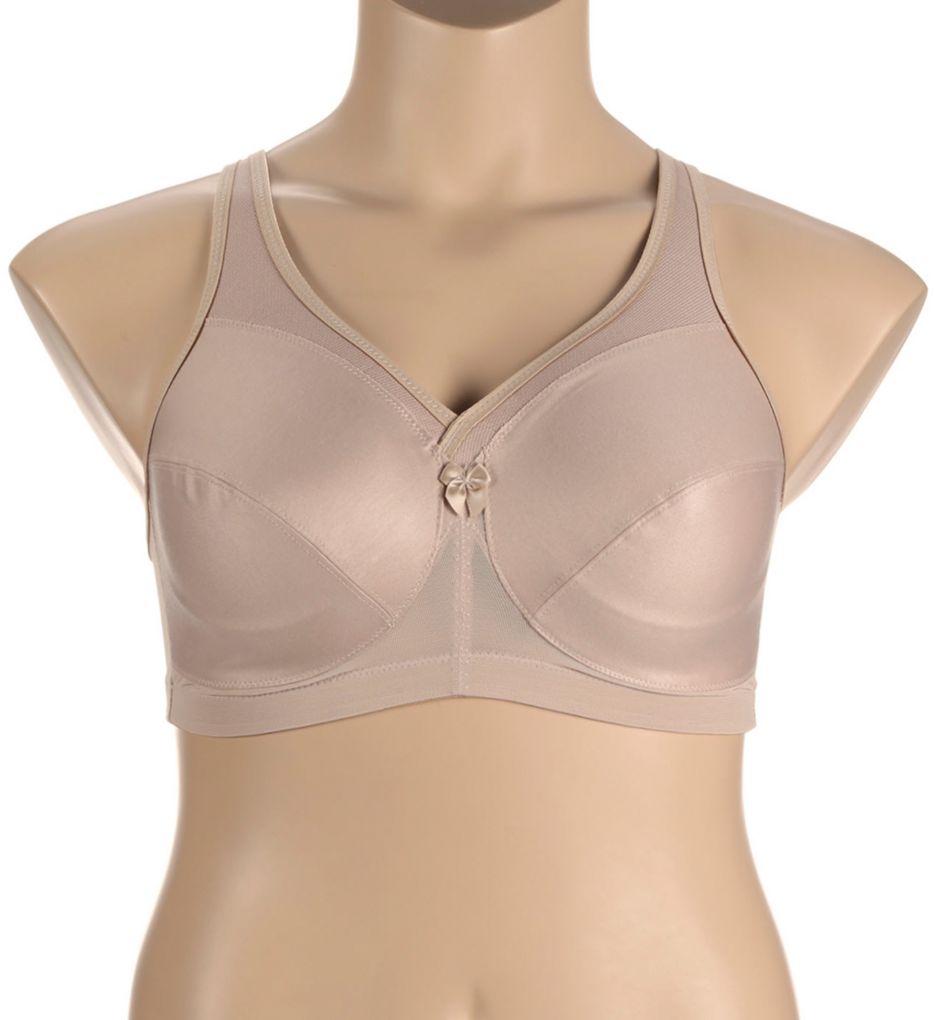 Glamorise Full Figure Plus Size MagicLift Active Support Bra Wirefree #1005  Café