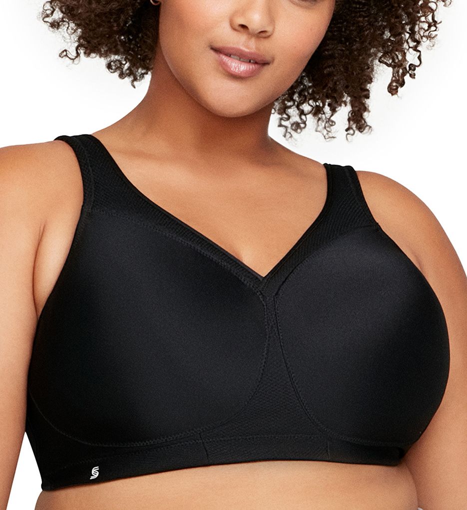 Glamorise Women's The Ultimate Full Figure Soft Cup Sports Bra in Black | Plus Size 34J | HerRoom.com