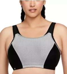 Double Layer Custom Control High Impact Sports Bra Black/Grey 34B