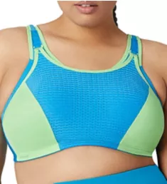 Double Layer Custom Control High Impact Sports Bra blue/green 32B