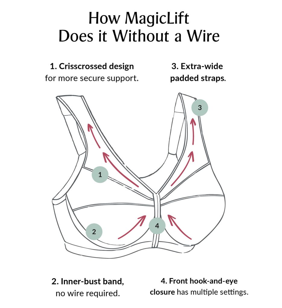 GLAMORISE Womens MagicLift Front Close Wire-Free Support Bra 1200
