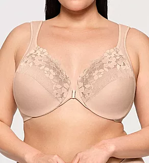 Front-Closure Cotton WonderWire Bra Cafe 34B