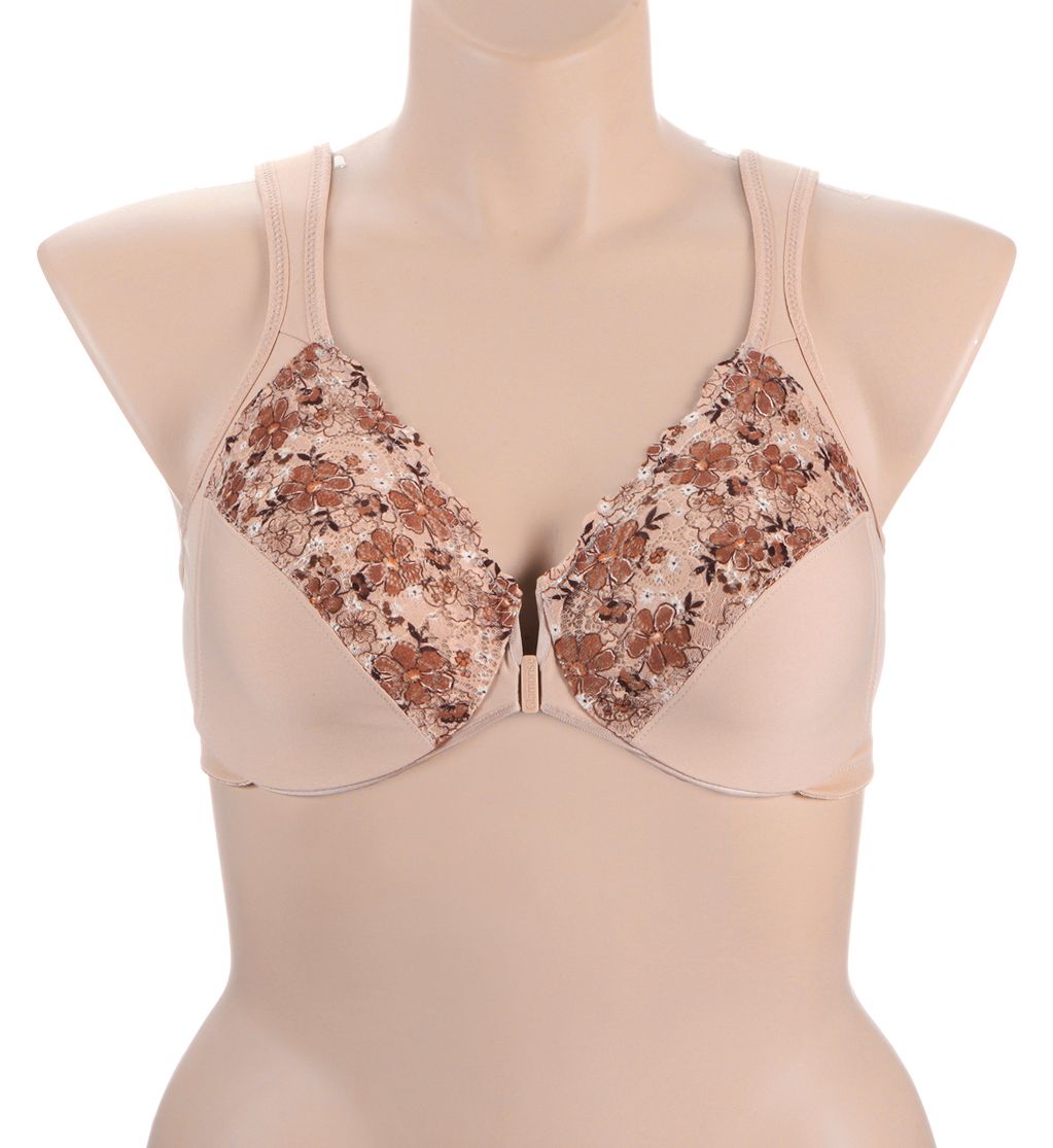 Glamorise Wonderwire Front Closure Bra Cafe Print 34G  - Image 1