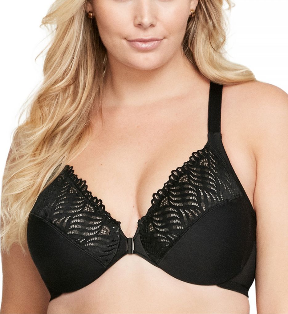 Glamorise : Glamorise 1246 Elegance Front Close T-Back Wonderwire Bra (Black 40B)