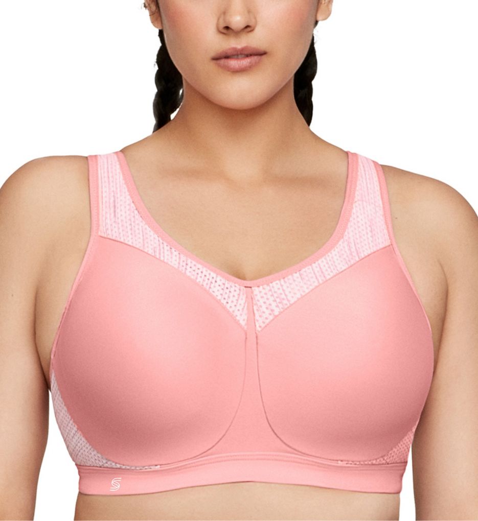 Women's Glamorise 9066 Underwire High Impact Sports Bra (Pink/Grey 38G) 