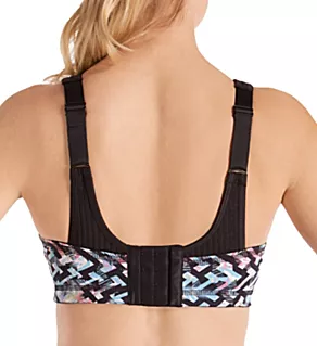 Elite Performance Adjustable Underwire Sports Bra Black Print 36B