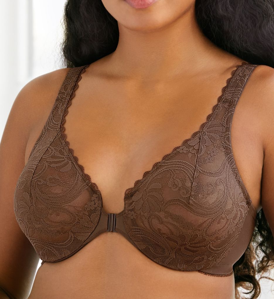 Glamorise (2325239): Glamorise 9245 Elegance Stretch Lace Front Close Wonderwire Bra (Mocha 48G)