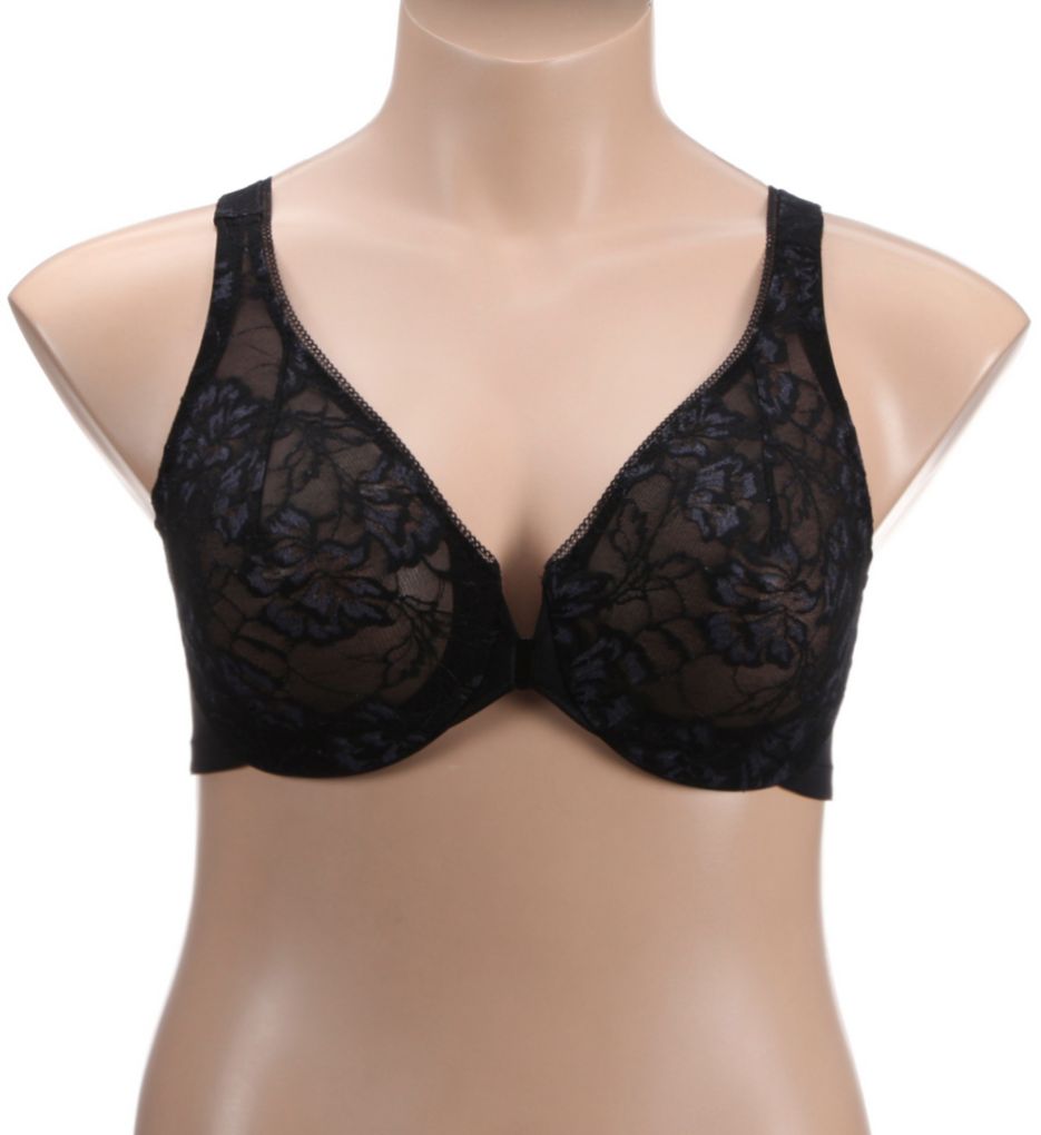 GLAMORISE 9246 Black Lacey T-Back Front-Closure Wonder Wire Bra Size 40D New