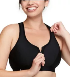 Zip Up Front Close Sports Bra Black 34B