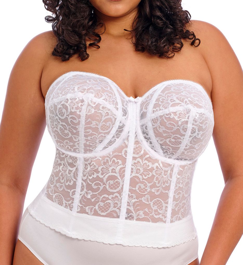 Women's Lace Longline Corset - Full Length Bridal Bra with Garters