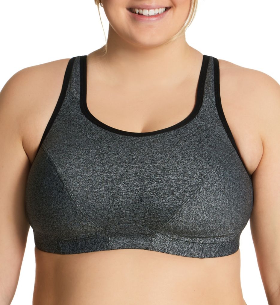 1166 Double Layer Wireless Adjustable Control Sport Bra - Grey and White