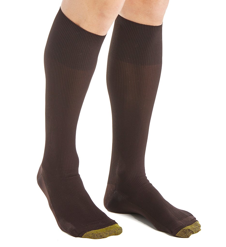 Gold Toe 101H Metropolitan Over The Calf Dress Socks - 3 Pack (Brown 10-13)