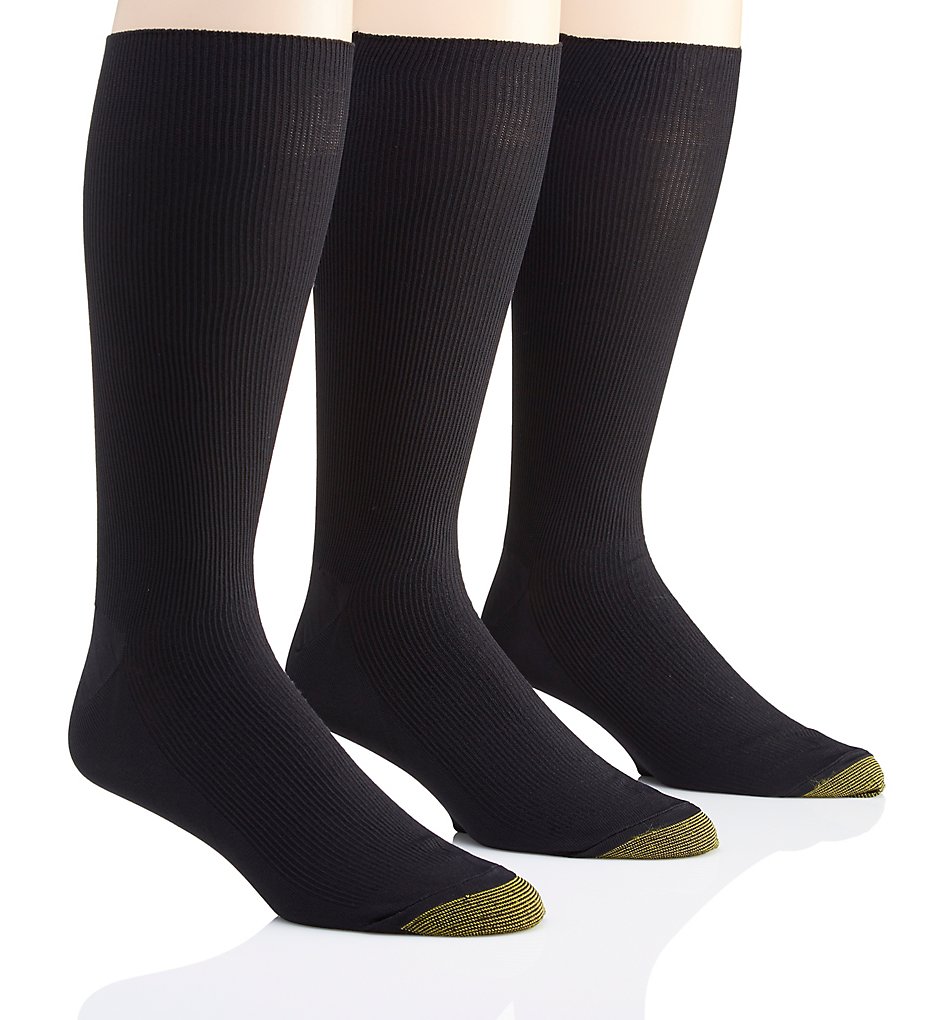 Gold Toe 101M Metropolitan Midcalf Dress Socks - 3 Pack (Black)