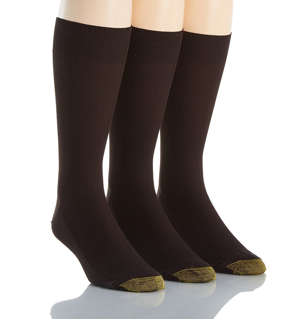 Gold Toe 101S Metropolitan Crew Dress Socks - 3 Pack (Brown 10-13)