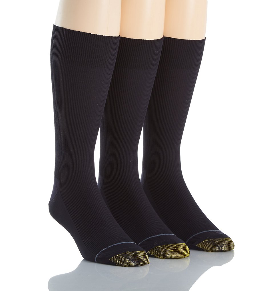 Gold Toe 101S Metropolitan Crew Dress Socks - 3 Pack (Navy 10-13)