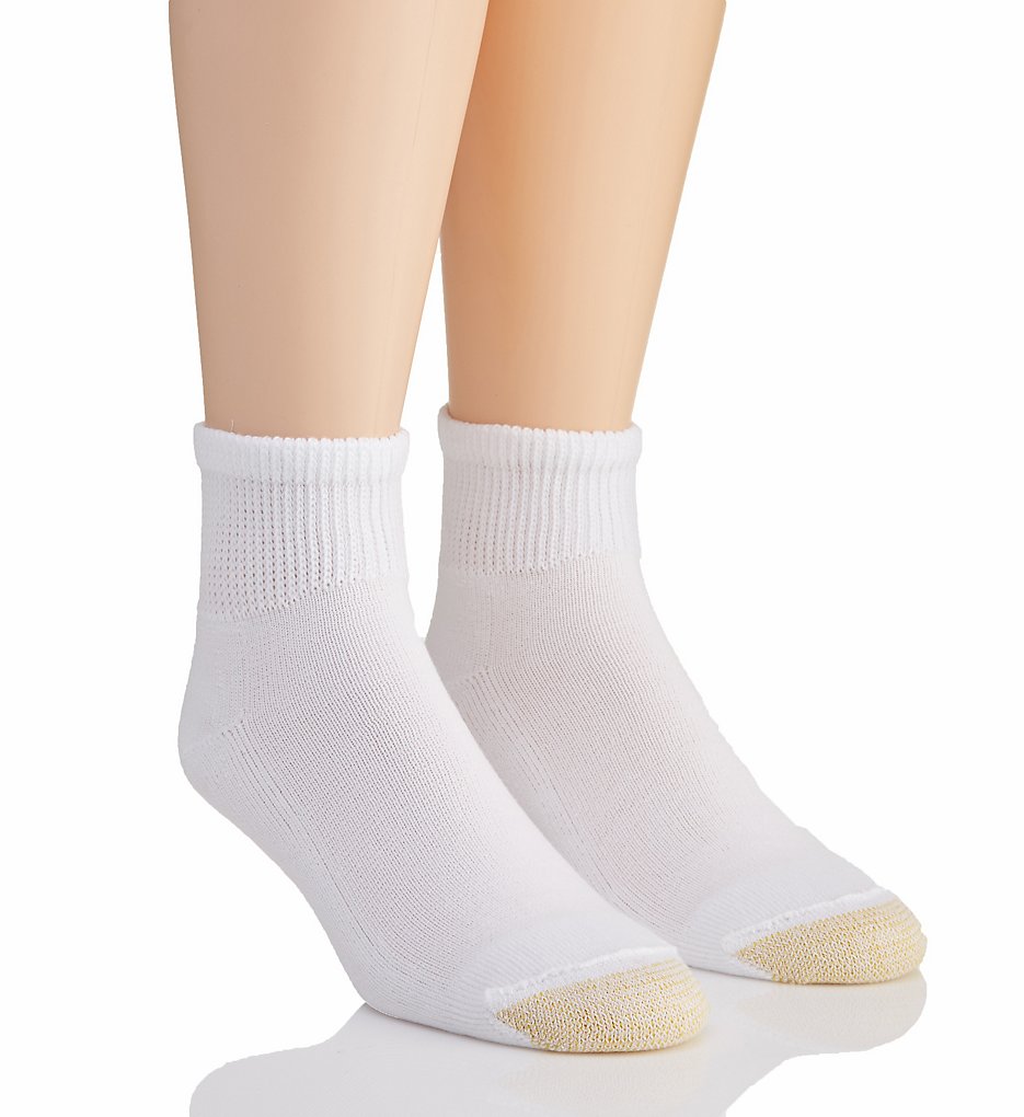 Gold Toe 201P Non Binding Super Soft Quarter Socks - 2 Pack (White)