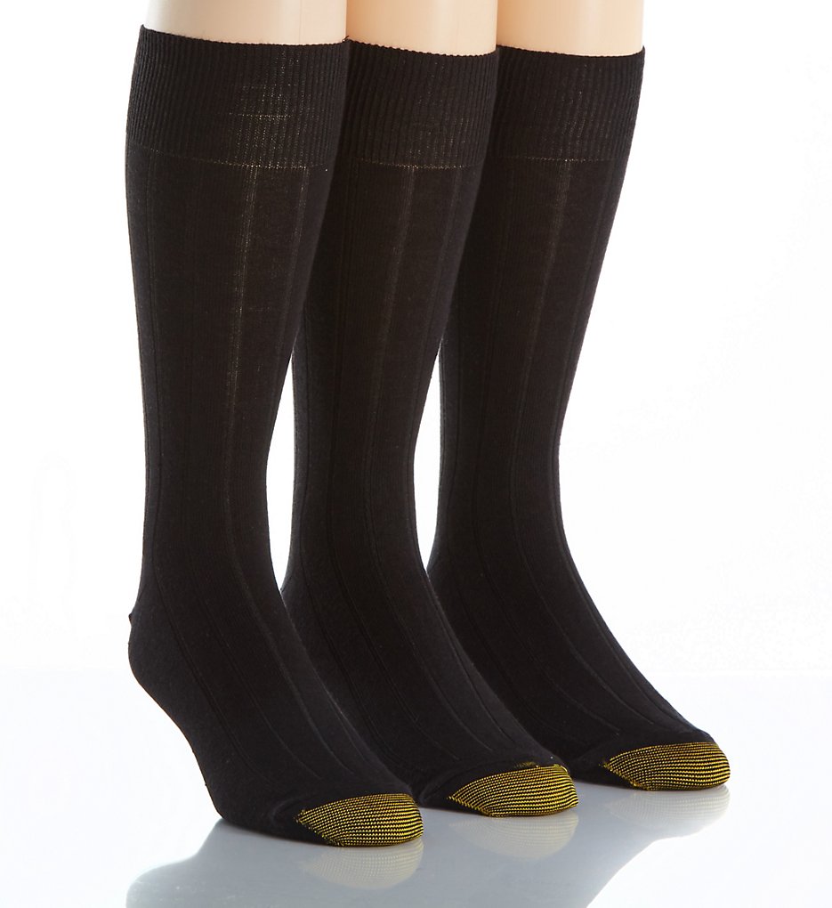 Gold Toe 2054S Hampton Moisture Control Crew Socks - 3 Pack (Black 10-13)