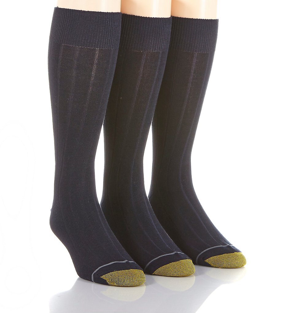 Gold Toe 2054S Hampton Moisture Control Crew Socks - 3 Pack (Navy 10-13)