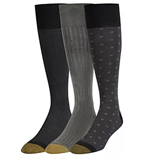 Over The Calf Premium Fashion Socks - 3 Pack Black/Charcoal/Black O/S