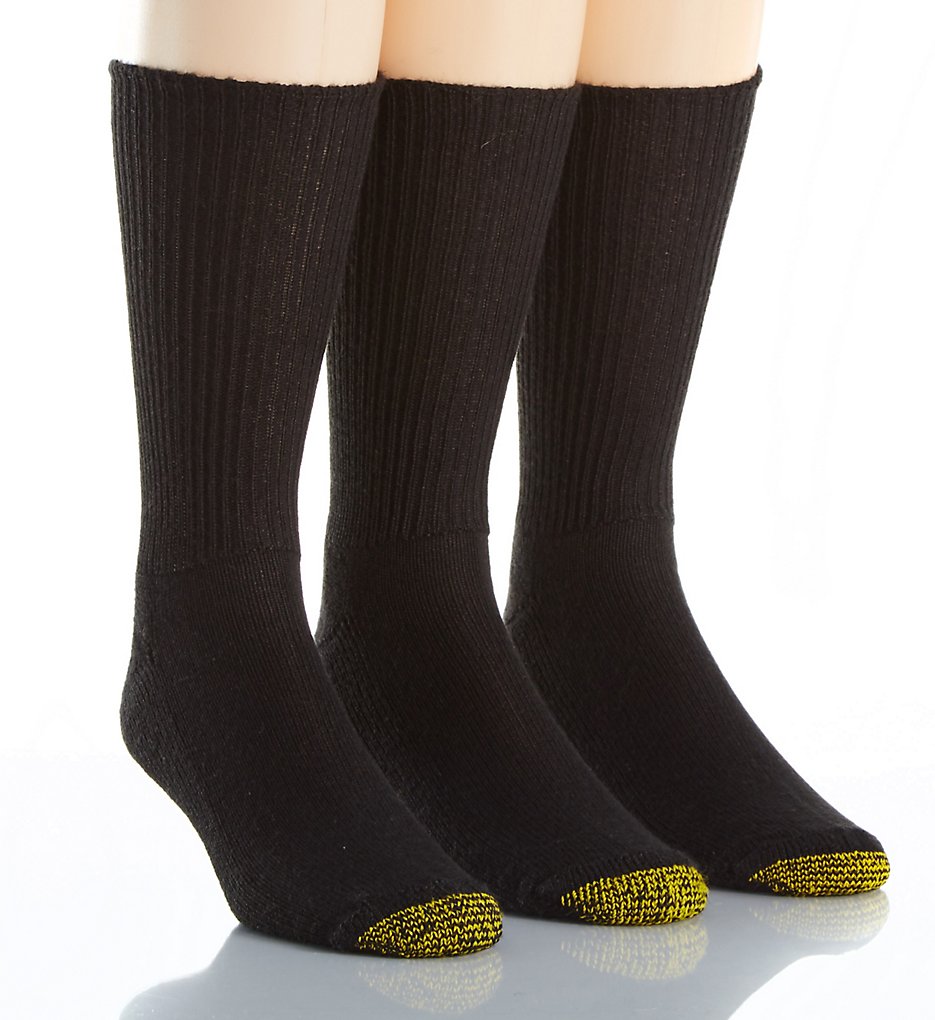 Gold Toe 2057S Fluffies Casual Crew Socks - 3 Pack (Black 10-13)