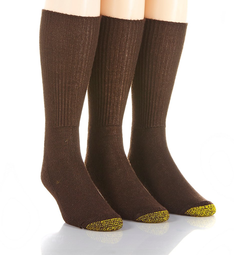 Gold Toe 2057S Fluffies Casual Crew Socks - 3 Pack (Brown 10-13)