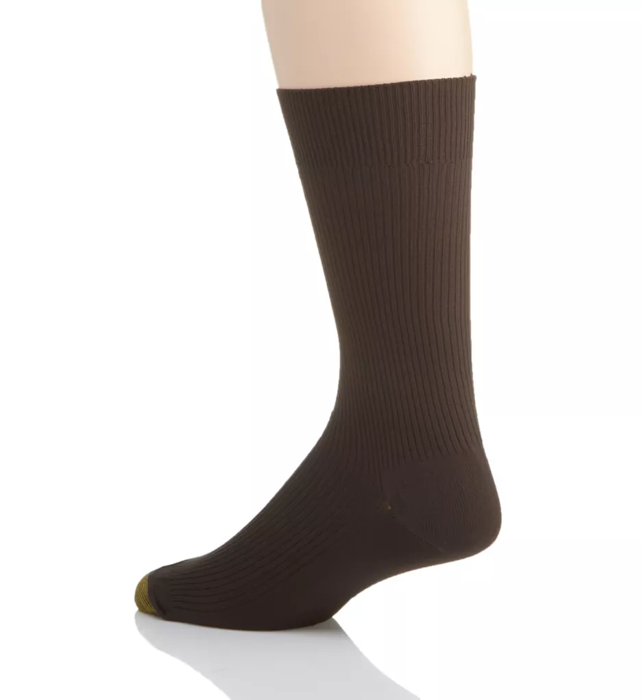 Wellness Comfort Top Nylon Crew Socks - 2 Pack Brown O/S