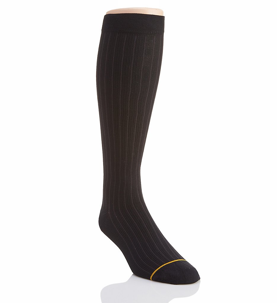 Gold Toe 209H Mild Compression Over The Calf Rib Pattern Sock (Black 10-13)