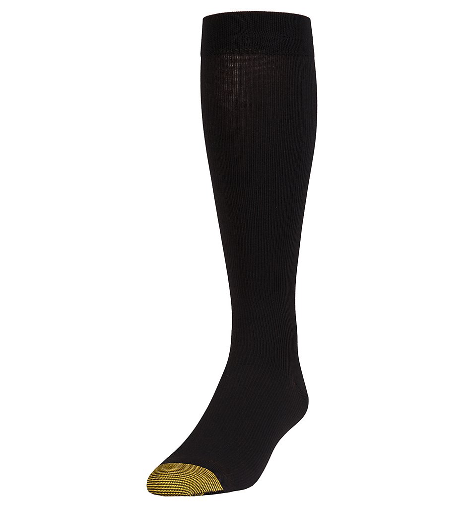 Gold Toe 210H Mild Compression Over The Calf Rib Sock (Black 10-13)