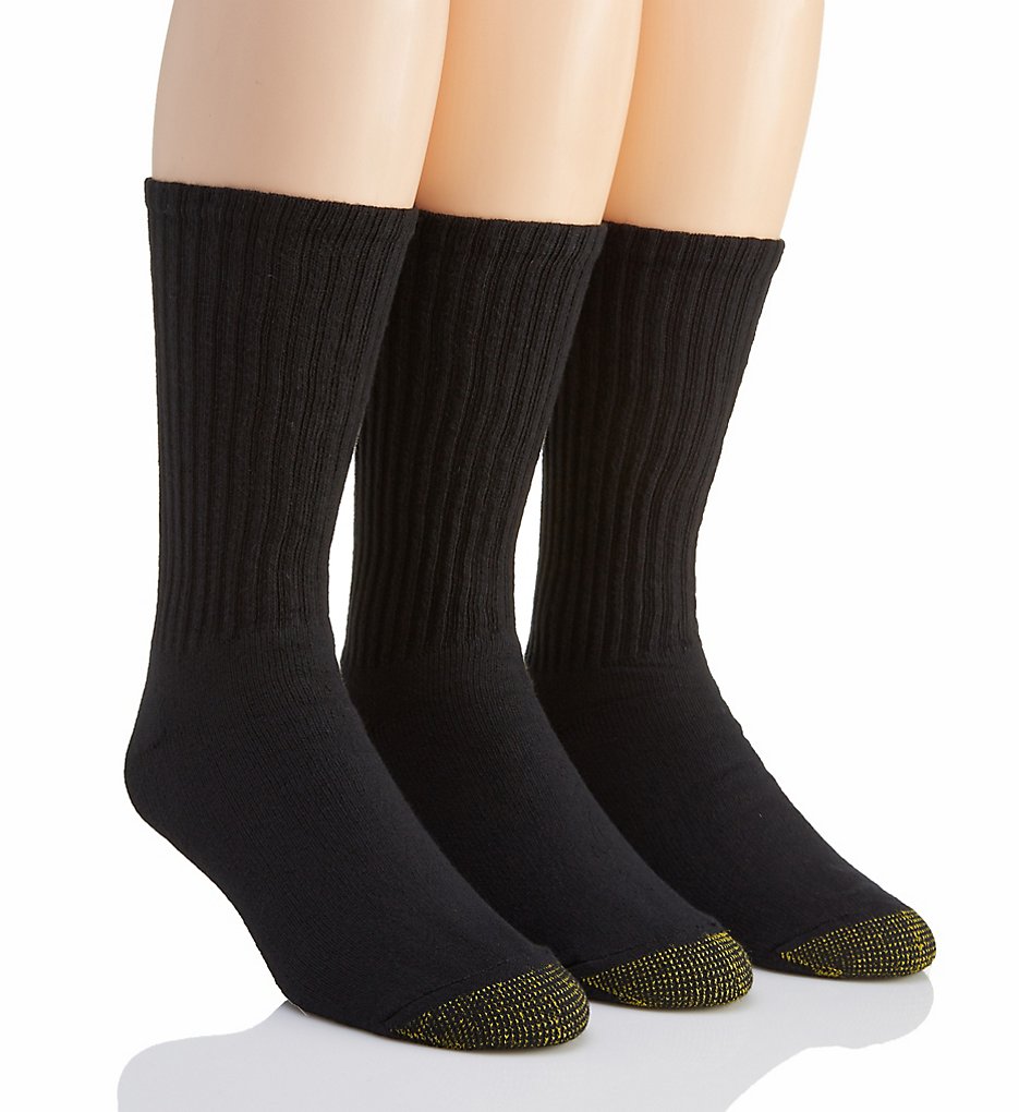 Gold Toe 2187S Ultra Tec Crew Socks - 3 Pack (Black)