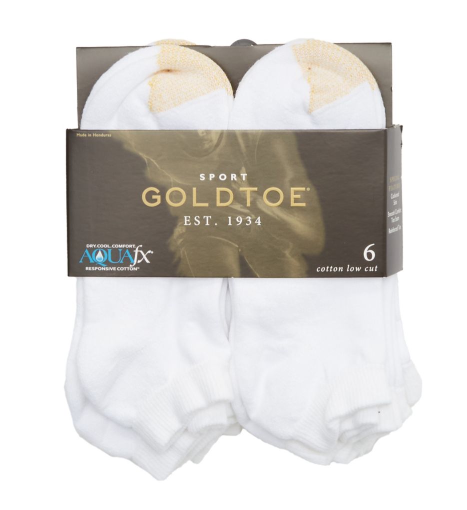 Gold Toe Cushioned Sport Low Cut Socks - 6 Pack WHT O/S  - Image 1