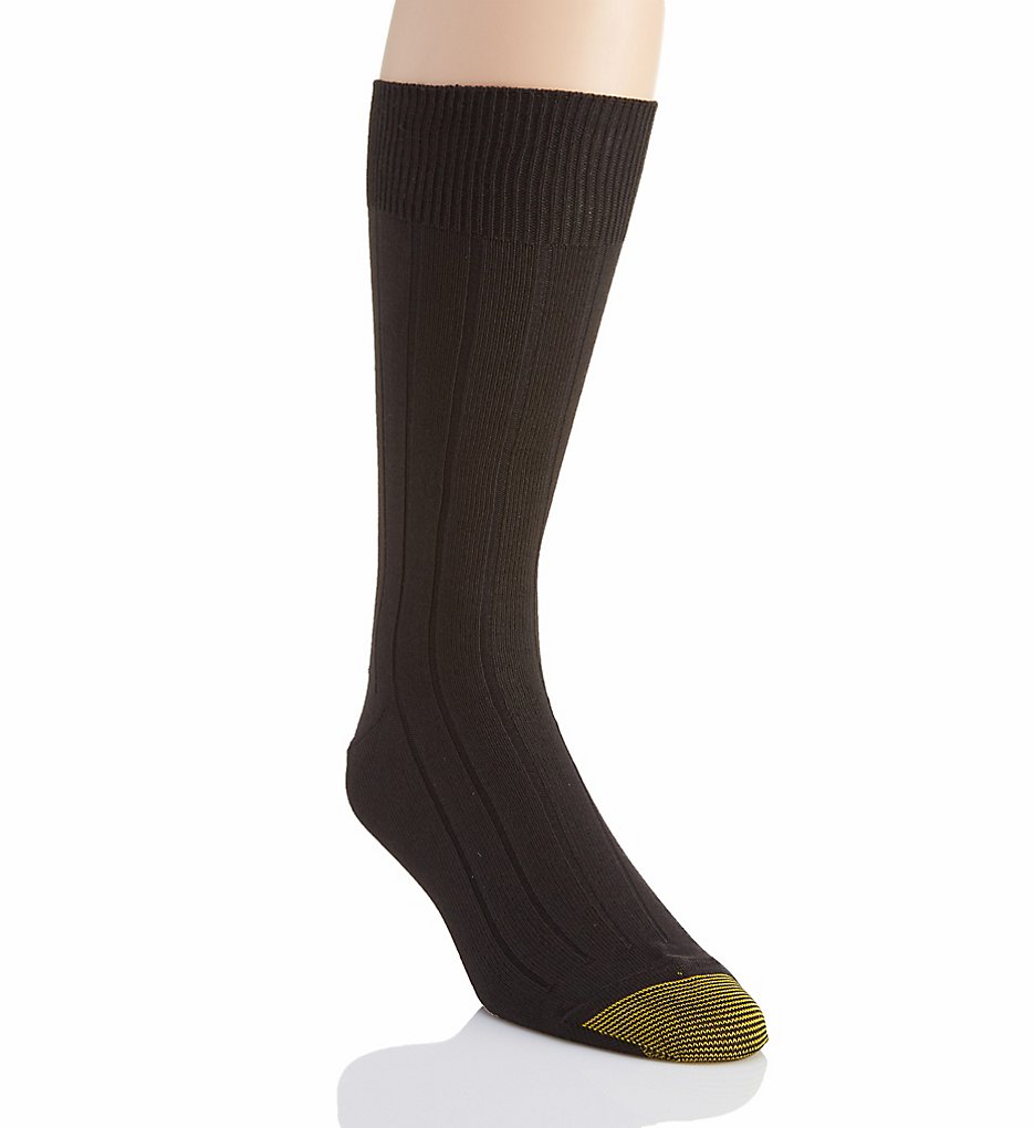 Gold Toe 2735S Ultra Soft Rib Crew Sock (Black 10-13)