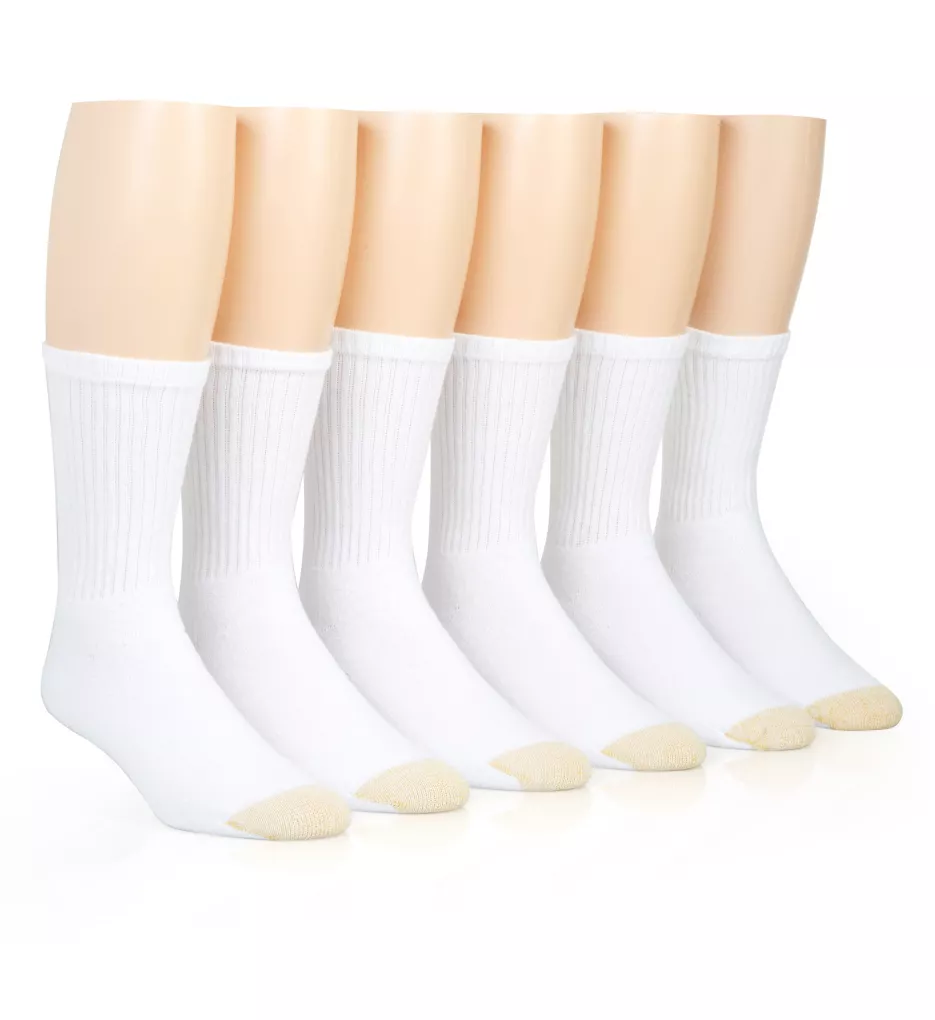 Sport Stripe Short Crew Socks - 6 Pack WHT O/S