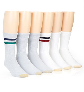 Gold Toe Sport Stripe Short Crew Socks - 6 Pack