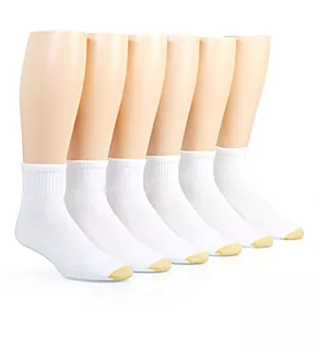 Cushioned Tech Quarter Socks - 6 Pack WHT O/S