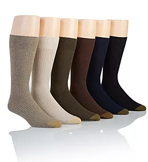 Moisture Control Stanton Crew Sock - 6 Pack Khaki/Black/Chocolate O/S