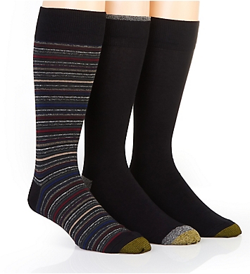Gold Toe Striped Fashion Crew Socks - 3 Pack